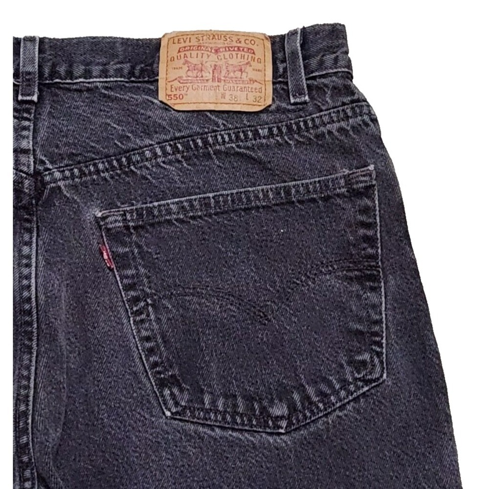 VTG Levi's 550 Relaxed Fit Jeans Men's 38x32* (36x31) Black Baggy Denim Y2K - Picture 5 of 16